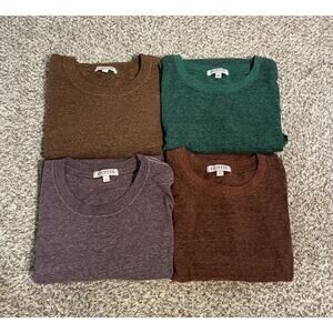 Gustin T-Shirt Mens L Green Orange Rust Pink Short Sleeve Crew Bundle Lot Of 4